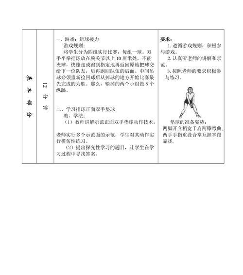排球垫球动作要领教案设计（提高排球垫球技巧的教学方案及关键要点）